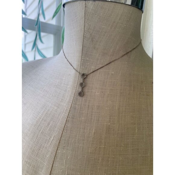 10K White Gold Pendant 3 Circles sterling chain - Picture 9 of 16